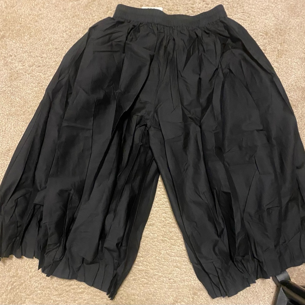 One Size Stylish Black Solid Color High Waisted Wide Leg Pants